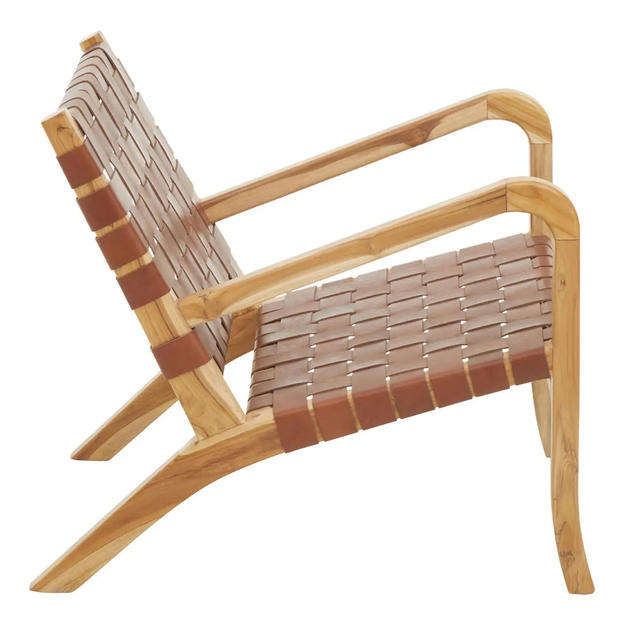 Kendari Dark Brown Leather And Teak Chair