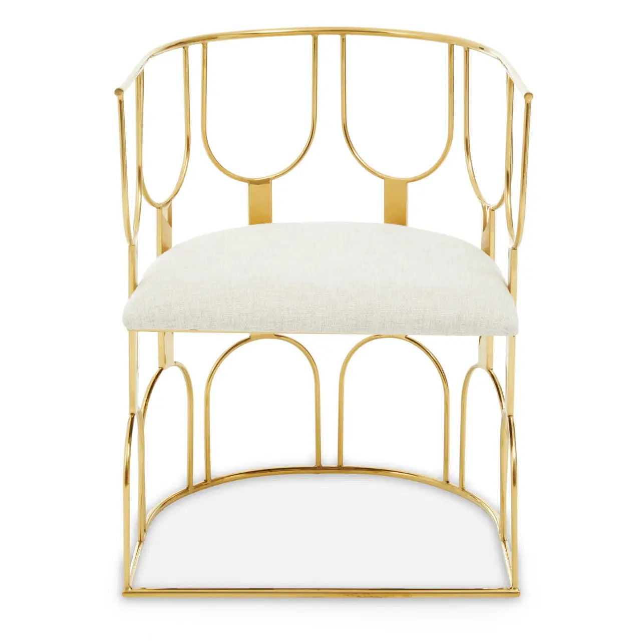 Azalea Natural Fabric And Gold Finish Chair
