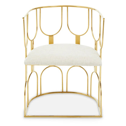 Azalea Natural Fabric And Gold Finish Chair