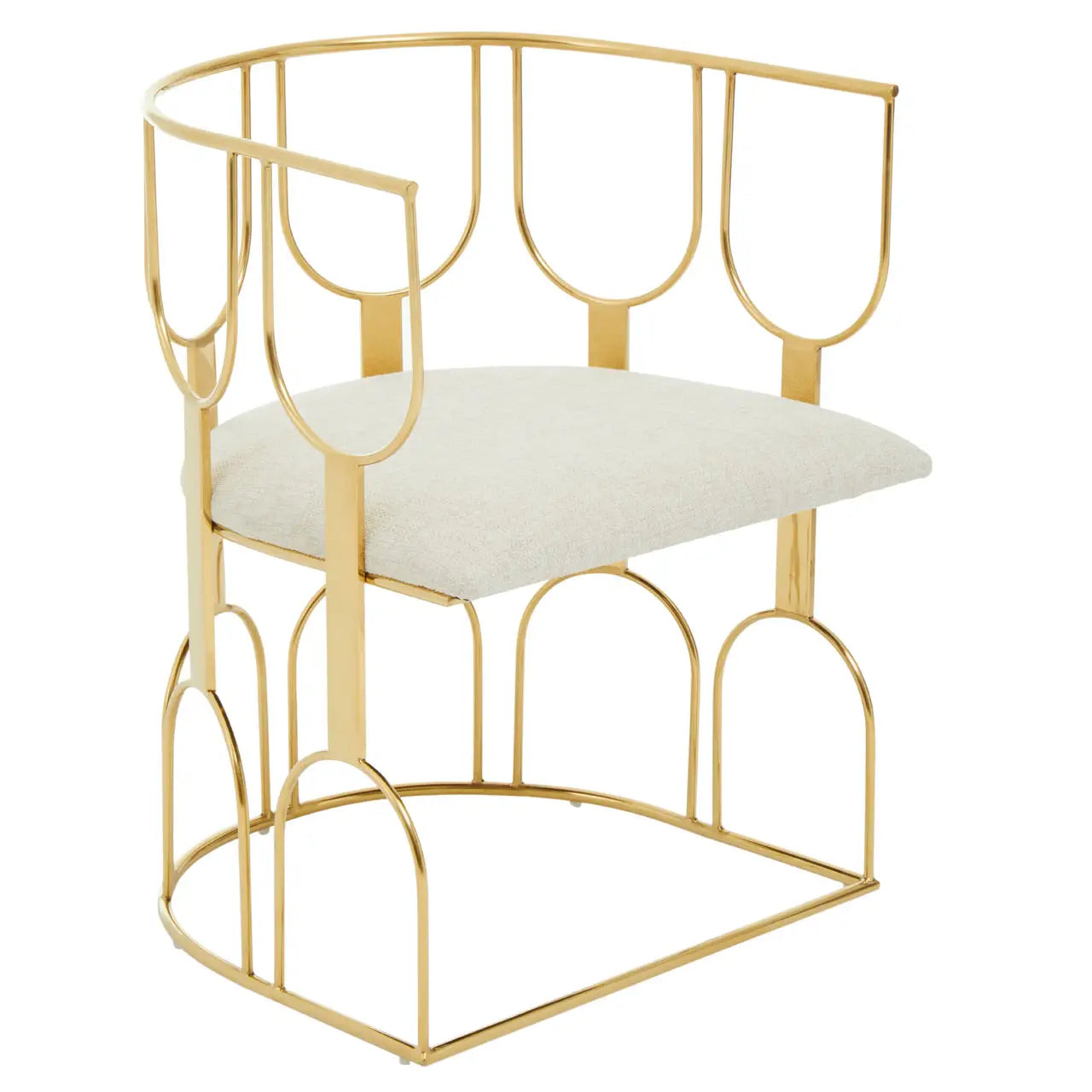 Azalea Natural Fabric And Gold Finish Chair