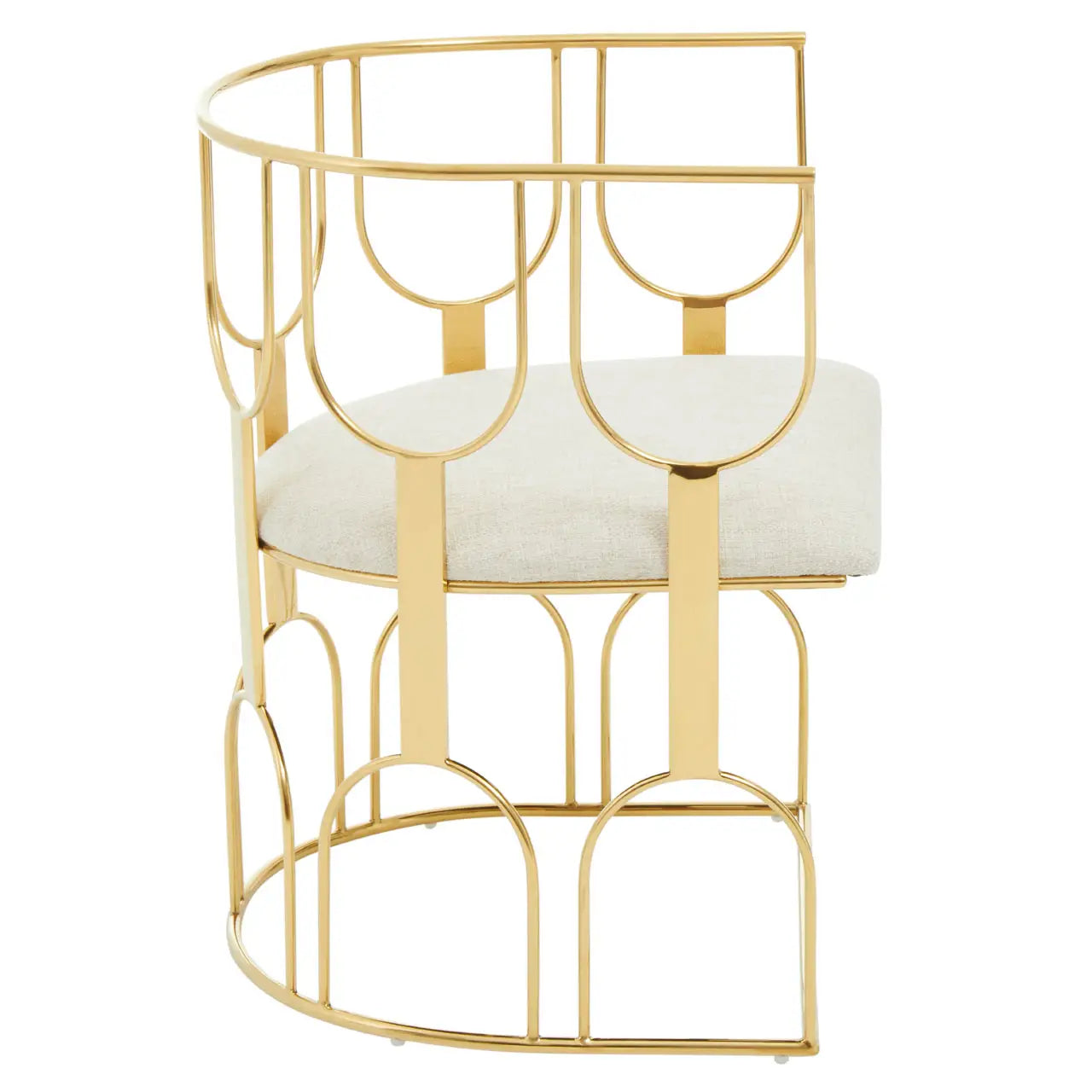 Azalea Natural Fabric And Gold Finish Chair