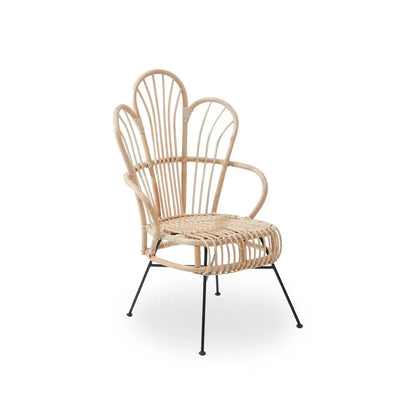 Java Natural Rattan And Black Metal Back Chair