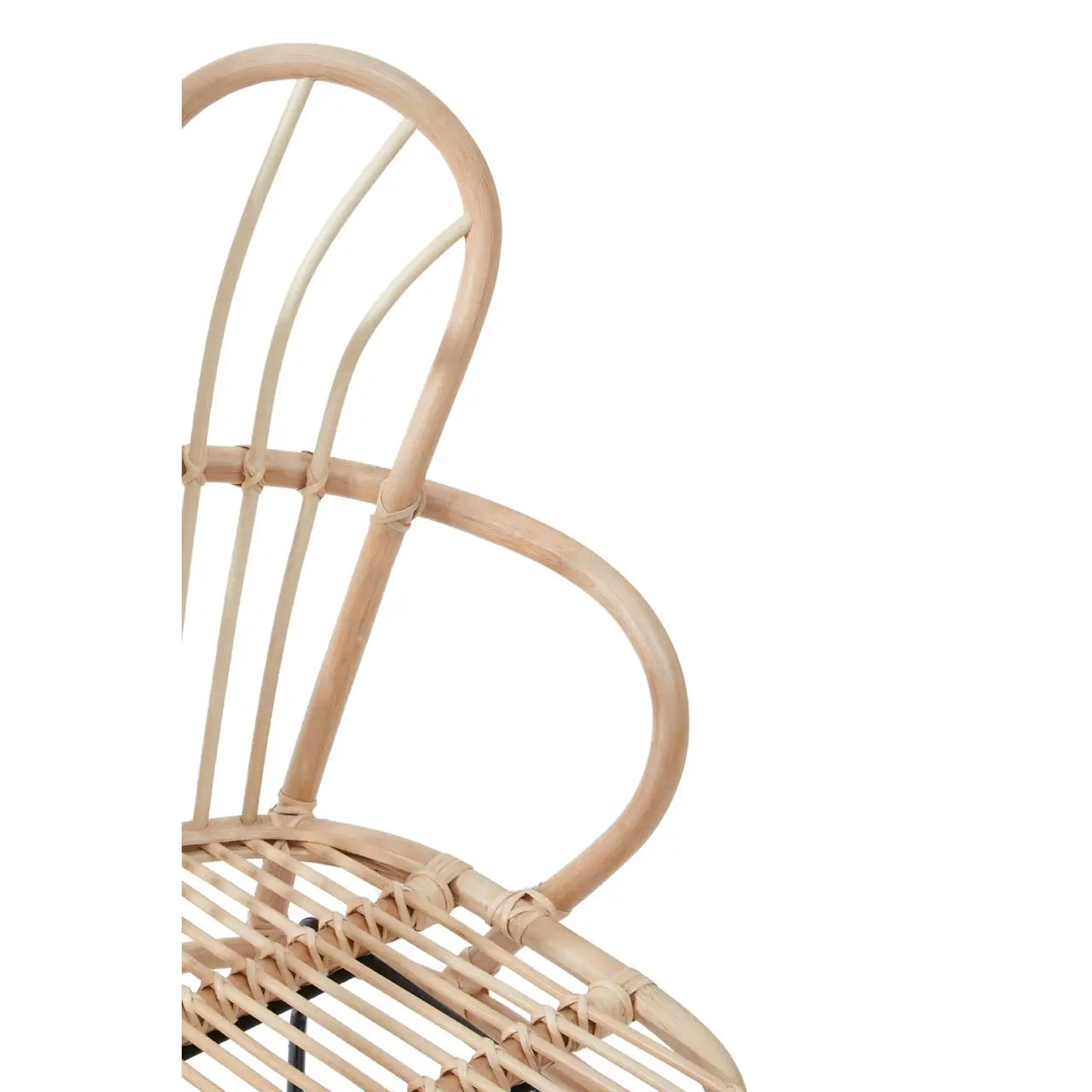 Java Natural Rattan And Black Metal Back Chair