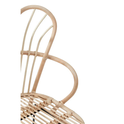 Java Natural Rattan And Black Metal Back Chair