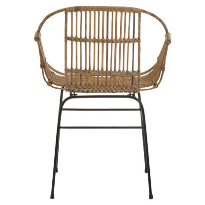 Java Natural Rattan With Black Metal Armchair