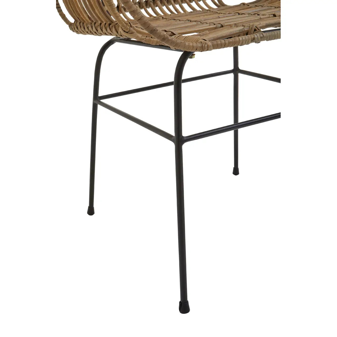 Java Natural Rattan With Black Metal Armchair