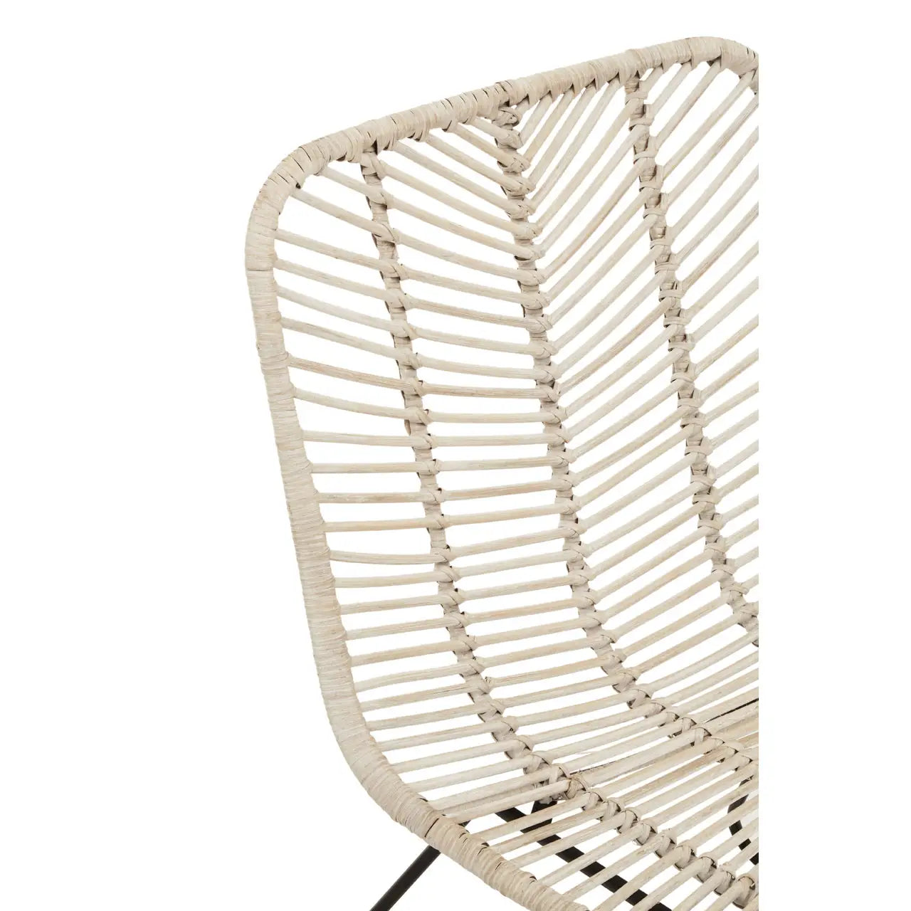 Java Natural Rattan Black Metal Chair
