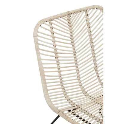 Java Natural Rattan Black Metal Chair