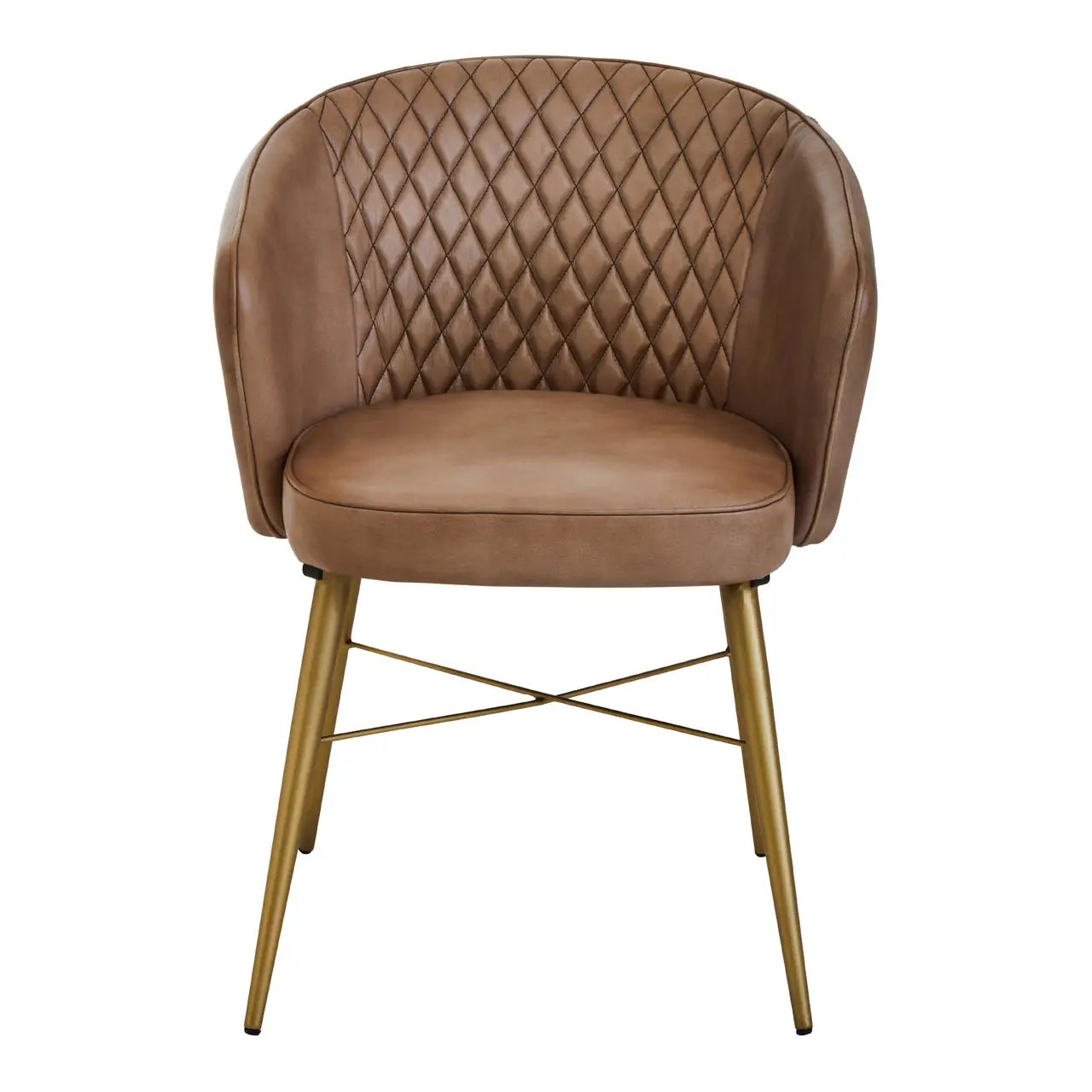 Buffalo Leather Chair With Gold Finish Legs