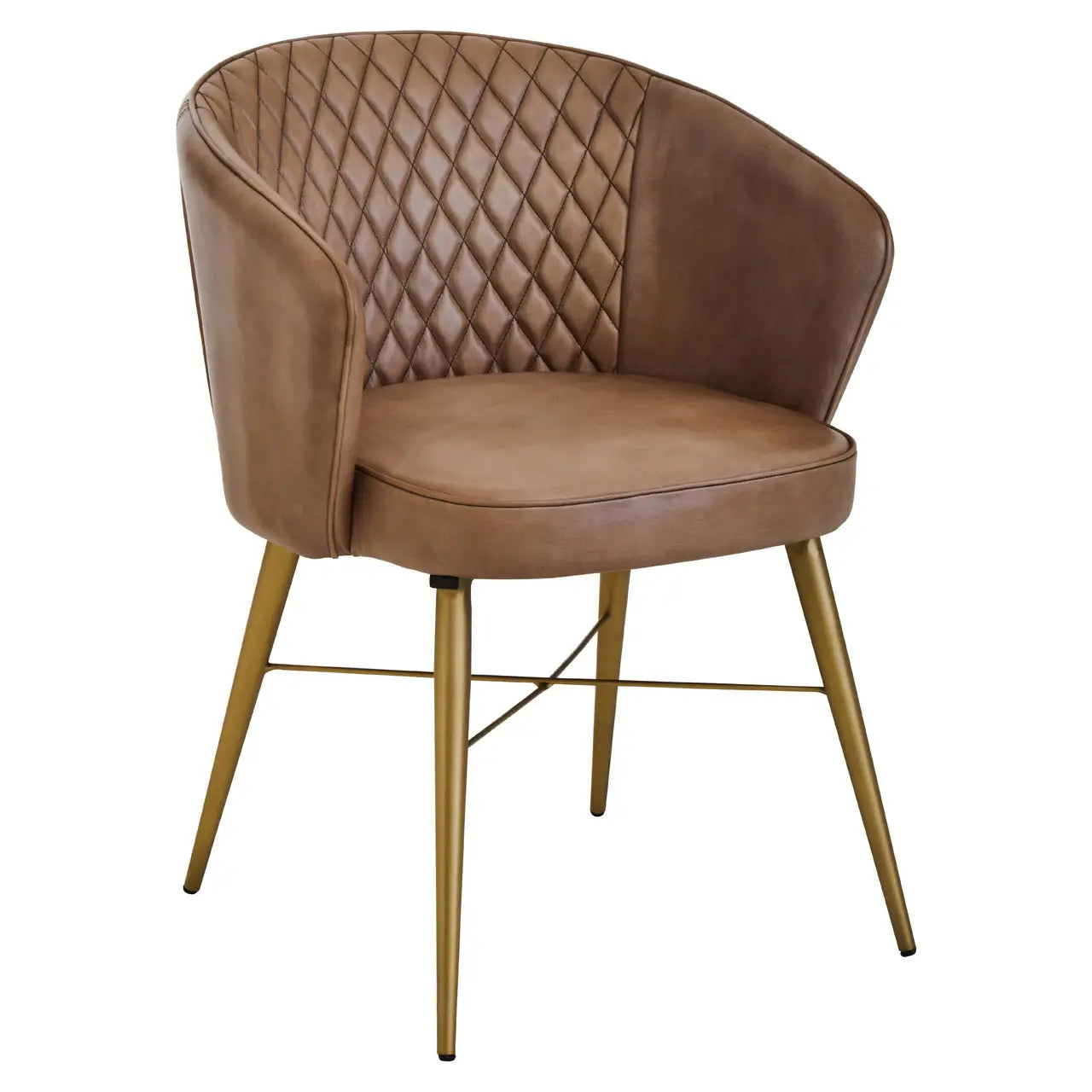Buffalo Leather Chair With Gold Finish Legs