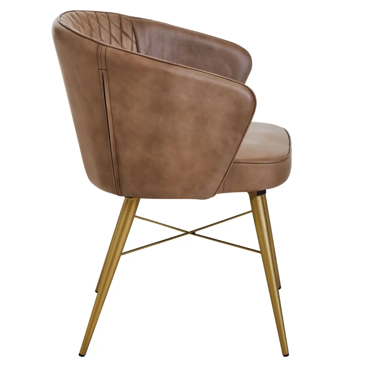 Buffalo Leather Chair With Gold Finish Legs