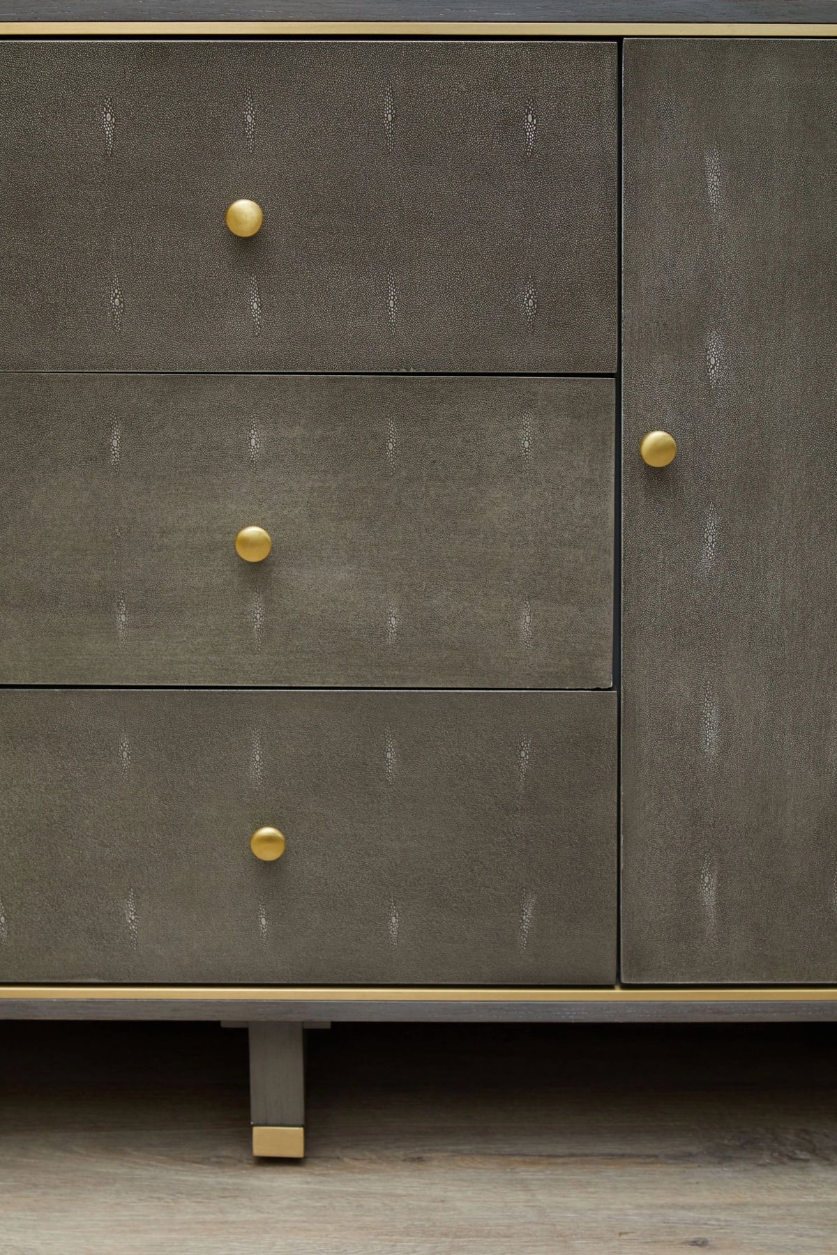 Oxford Grey Shagreen Effect Three Drawer Sideboard