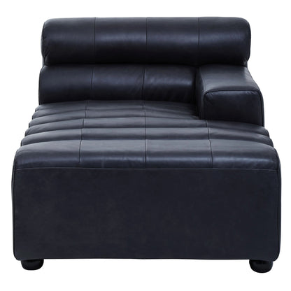 Bath Antique Black Leather Modular Chaise Sofa (right-hand)