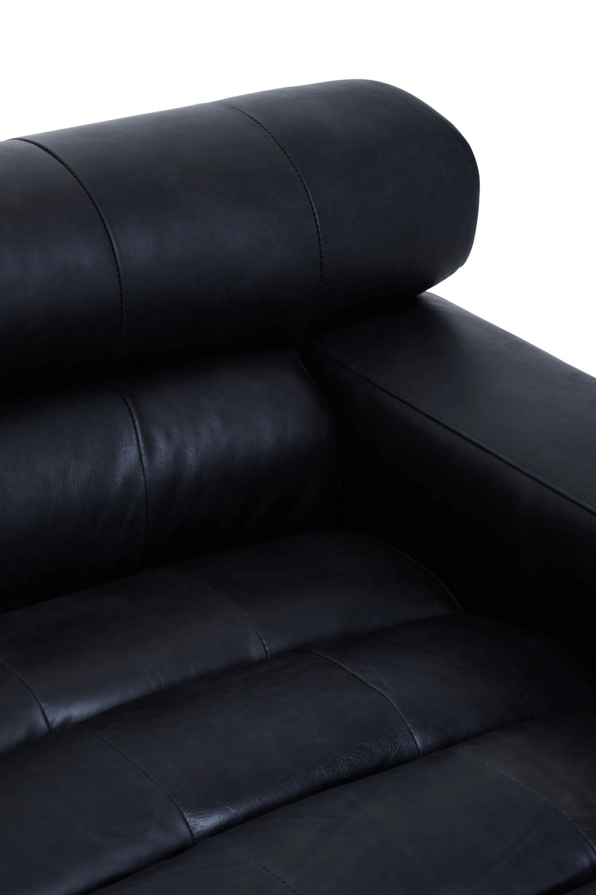 Bath Antique Black Leather Modular Chaise Sofa (right-hand)