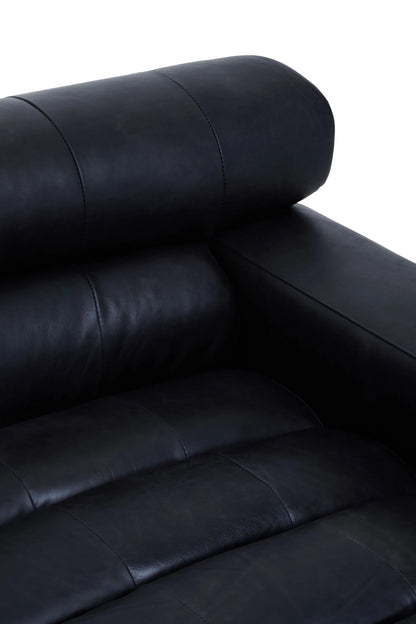 Bath Antique Black Leather Modular Chaise Sofa (right-hand)