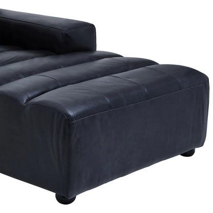 Bath Antique Black Leather Modular Chaise Sofa (right-hand)