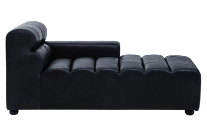 Bath Antique Black Leather Modular Chaise Sofa (right-hand)