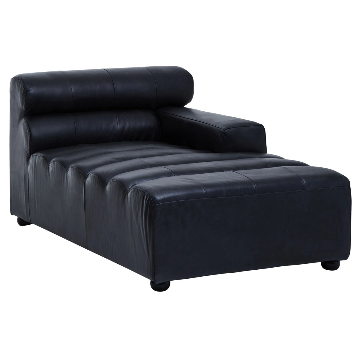 Bath Antique Black Leather Modular Chaise Sofa (right-hand)