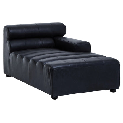 Bath Antique Black Leather Modular Chaise Sofa (right-hand)