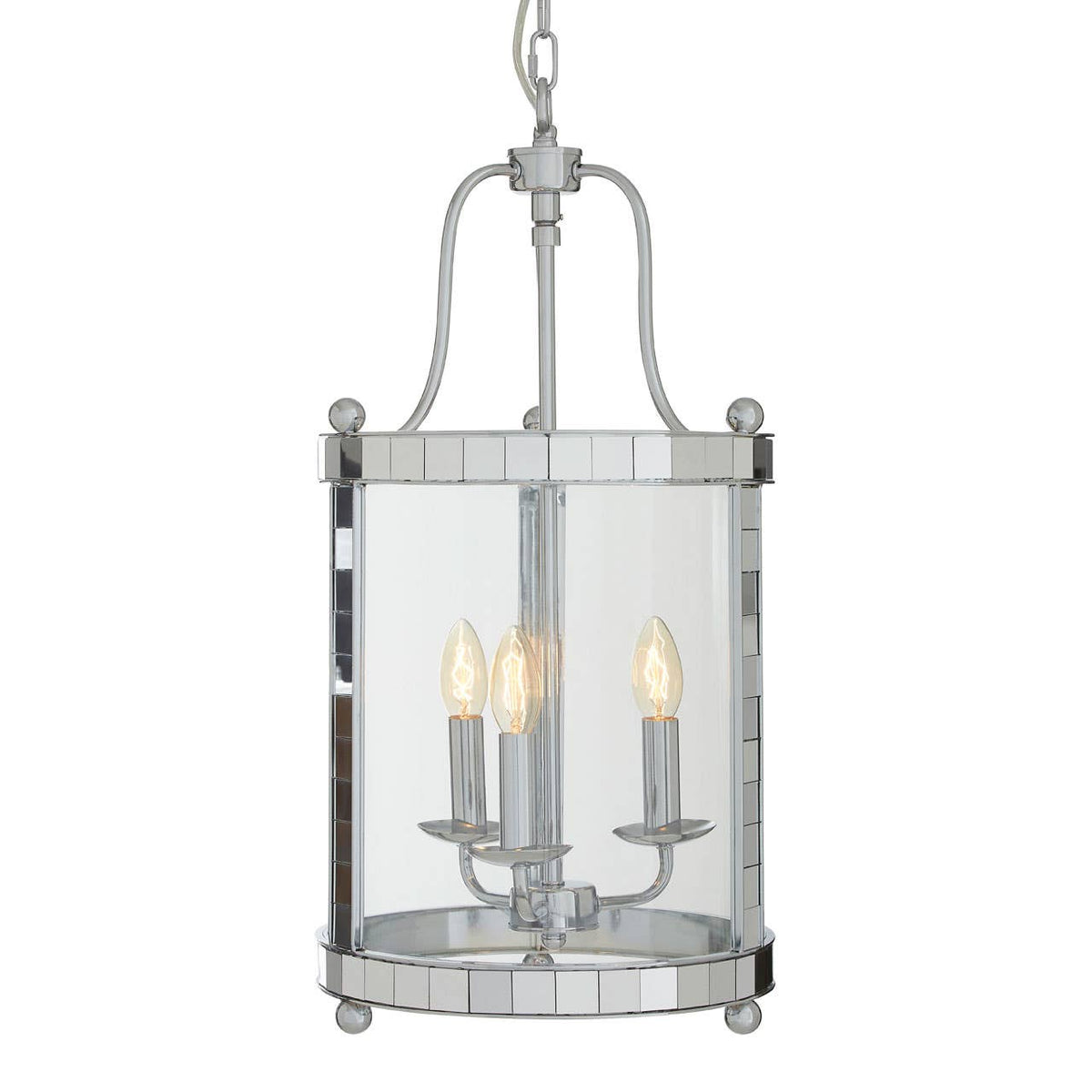 Vienna 3 Bulb Chrome and Glass Pendant Light