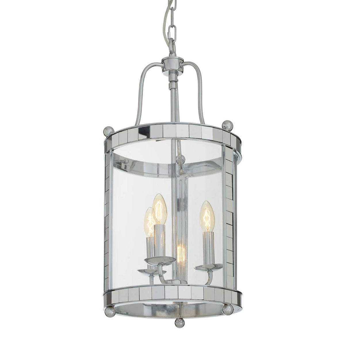 Vienna 3 Bulb Chrome and Glass Pendant Light