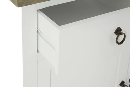 Granada White Sideboard with Oak Wood Top