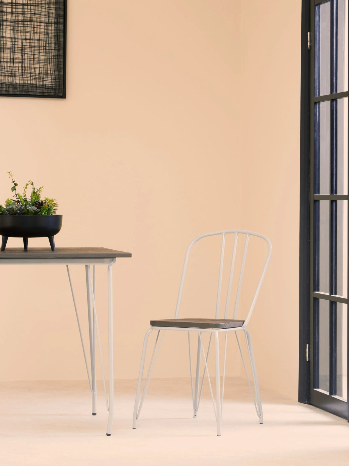 Madison Grey Metal and Elm Wood Dining Table