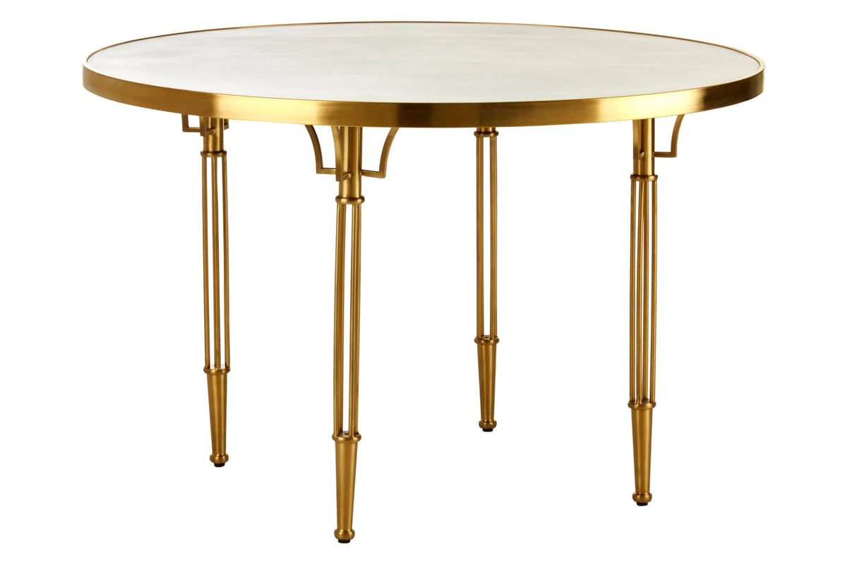 Milan White Round Dining Table with Gold Legs