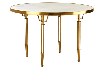 Milan White Round Dining Table with Gold Legs