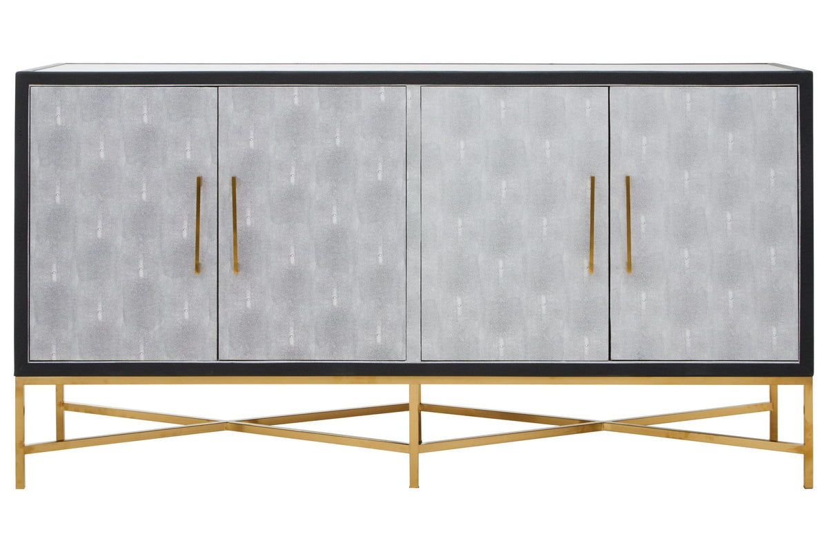 Capri Grey Shagreen Effect 4 Door Sideboard