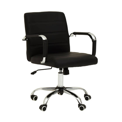 Florence Black Leather Effect and Chrome Home Office Chair