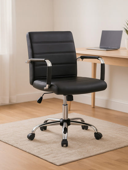 Florence Black Leather Effect and Chrome Home Office Chair