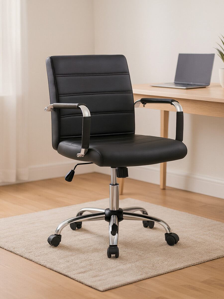 Florence Black Leather Effect and Chrome Home Office Chair