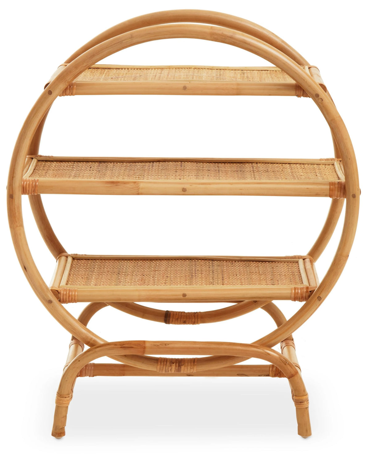 Uppingham Three Tier Natural Rattan Round Shelf Unit