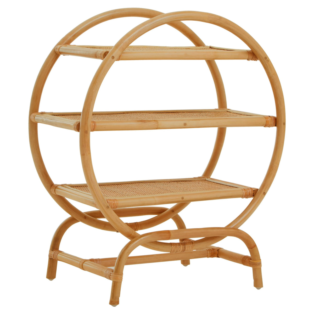 Uppingham Three Tier Natural Rattan Round Shelf Unit