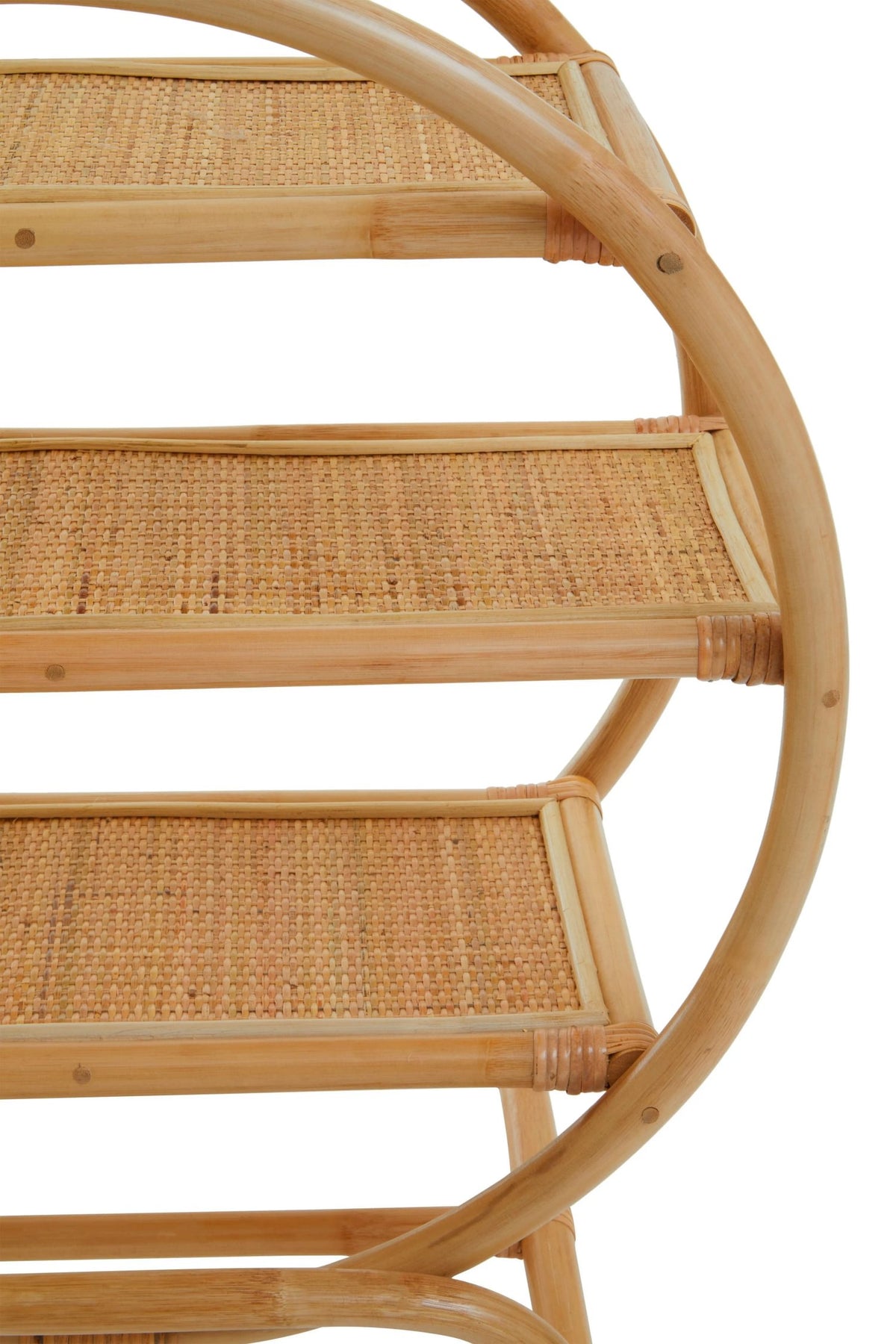 Uppingham Three Tier Natural Rattan Round Shelf Unit