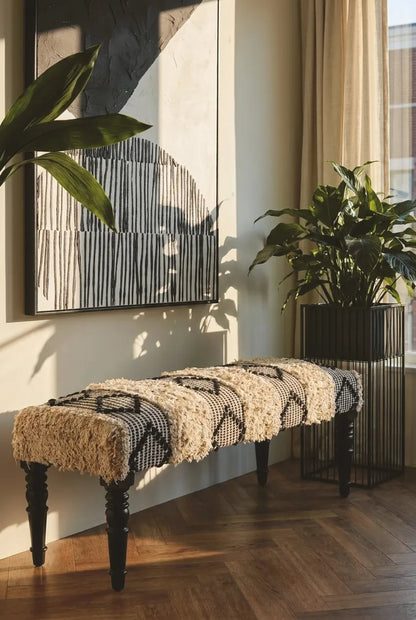 Granada Black and White Moroccan Bench