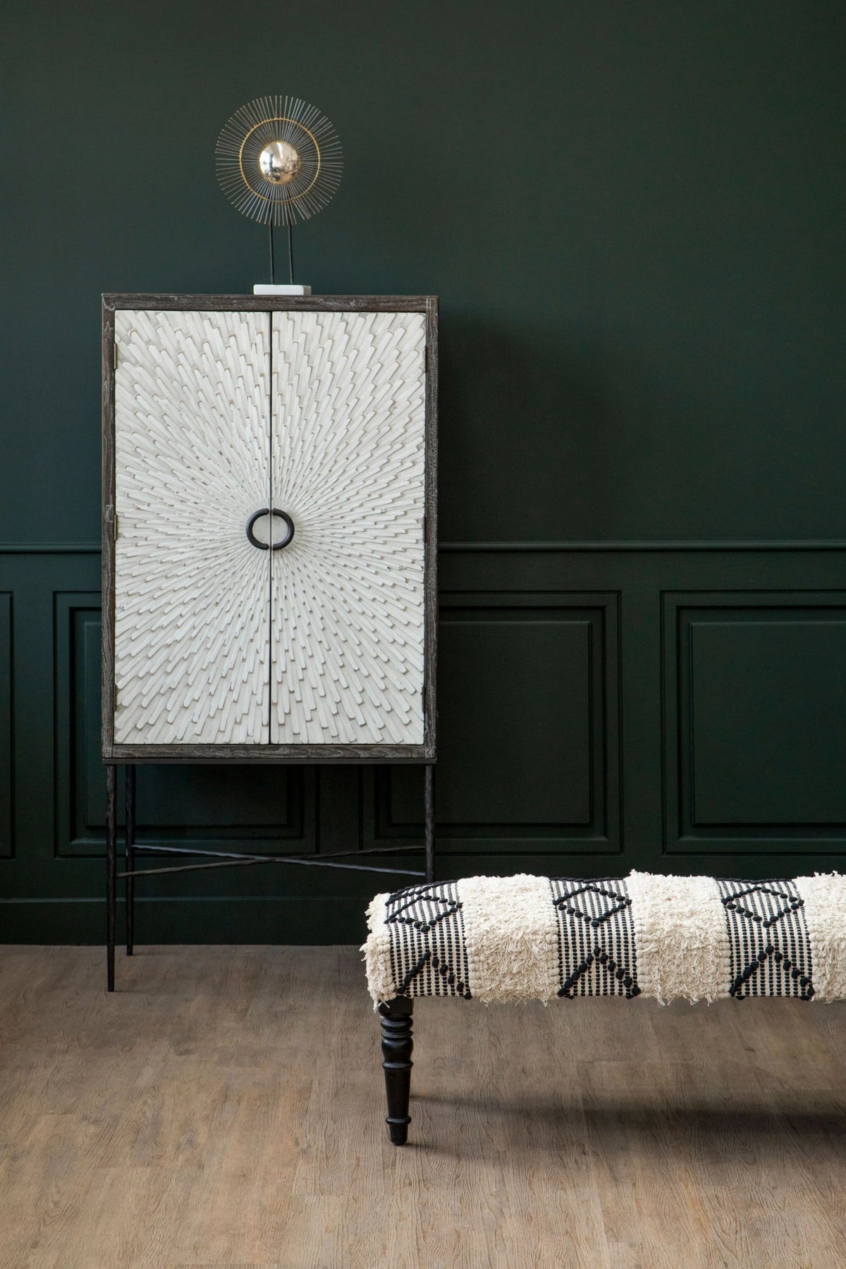 Granada Black and White Moroccan Bench