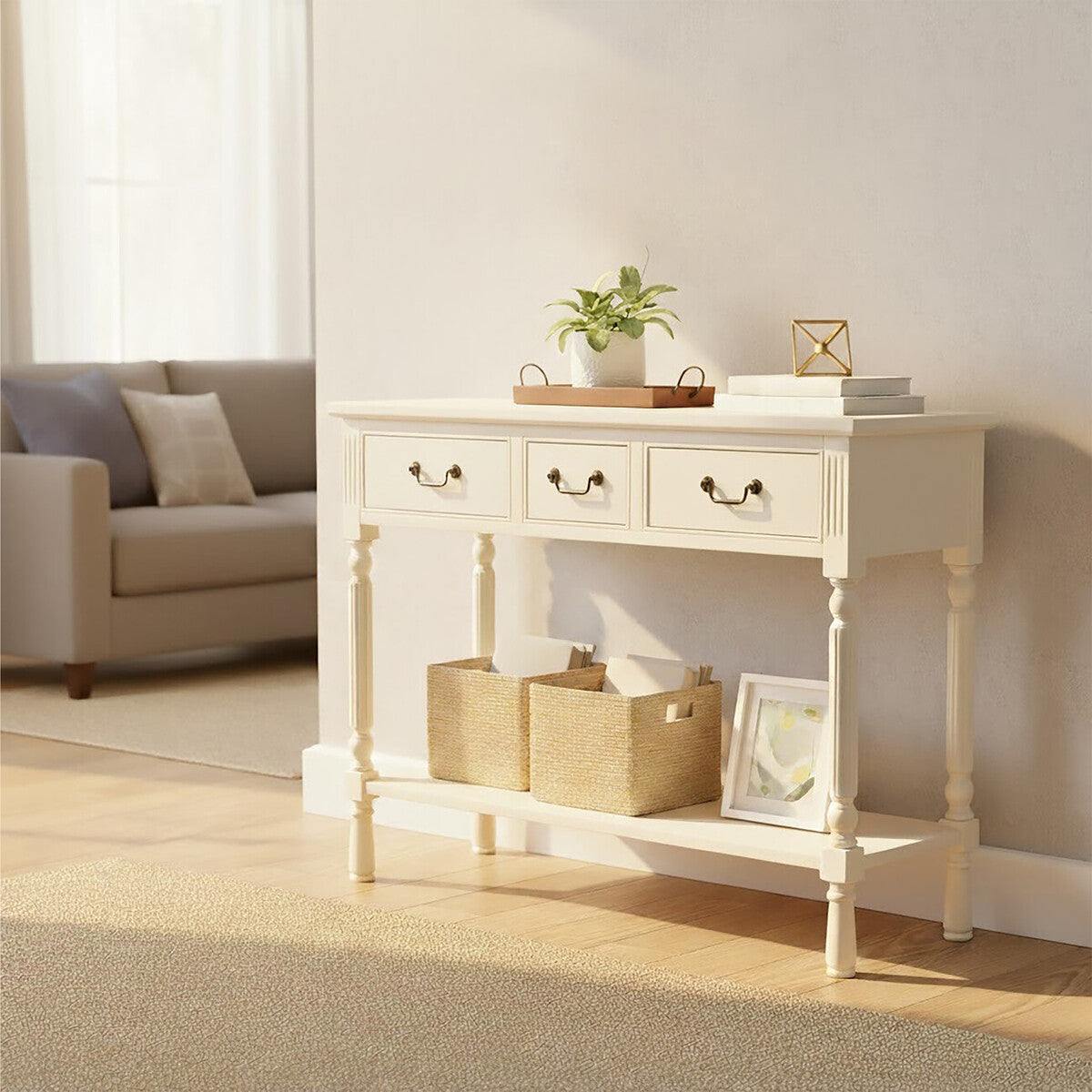 Savoy 3 Drawer Ivory Console Table