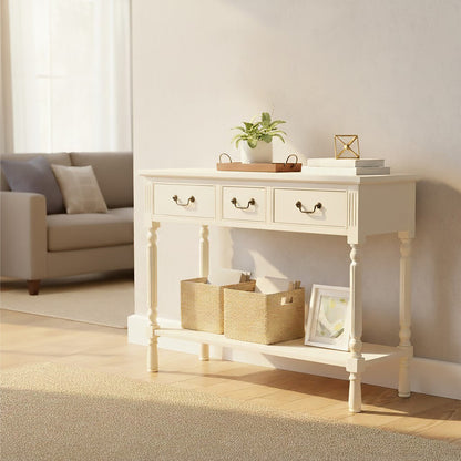 Savoy 3 Drawer Ivory Console Table