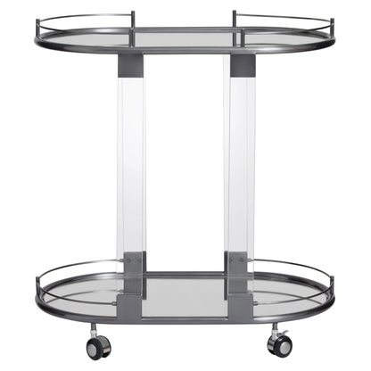 Amalfi Metal and Acrylic Frame 2 Tier Oval Drinks Trolley 
