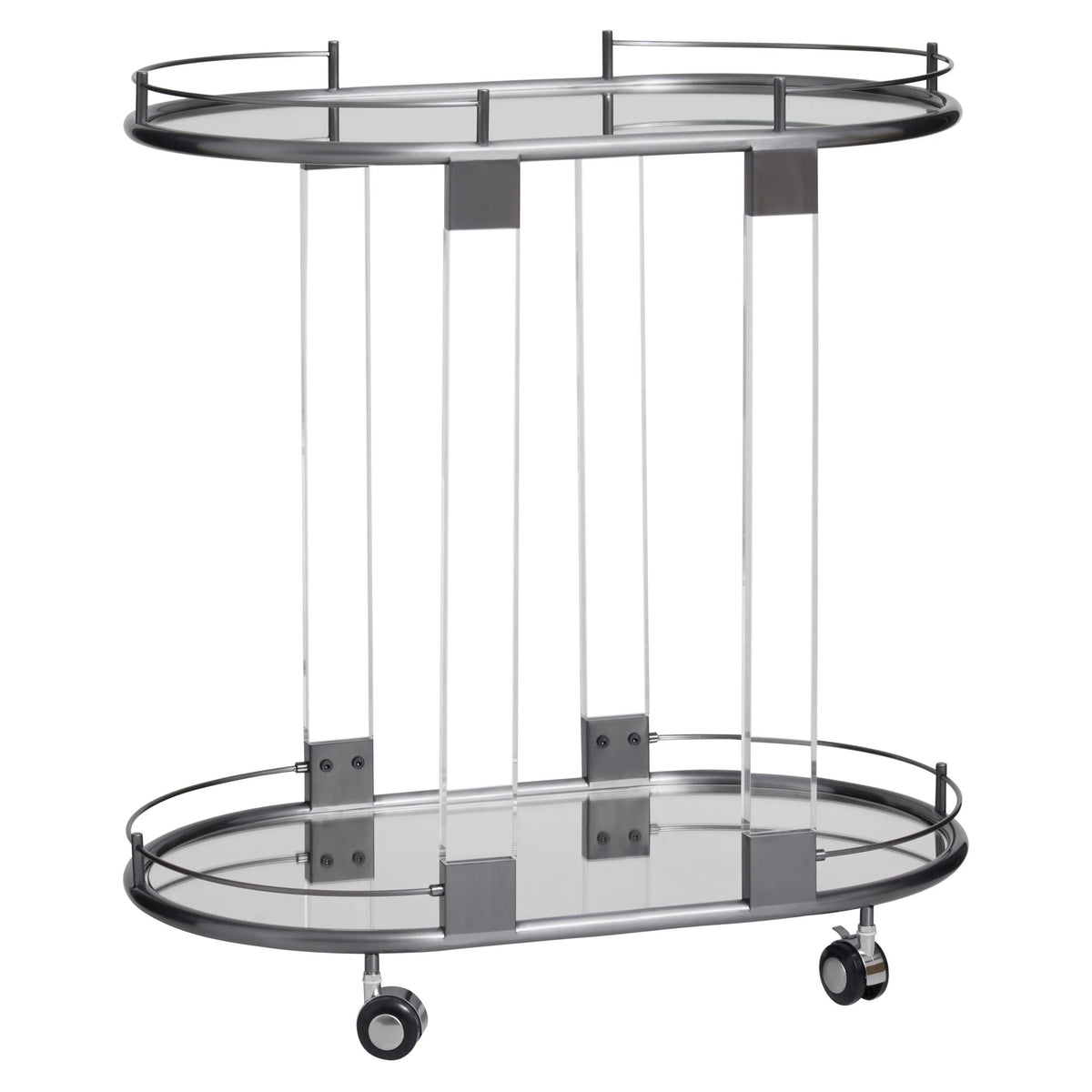 Amalfi Metal and Acrylic Frame 2 Tier Oval Drinks Trolley 