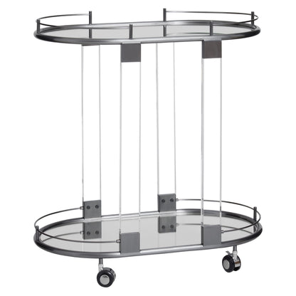 Amalfi Metal and Acrylic Frame 2 Tier Oval Drinks Trolley 