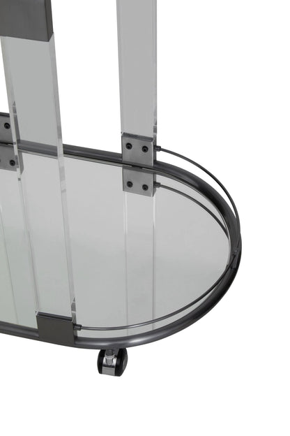 Amalfi Metal and Acrylic Frame 2 Tier Oval Drinks Trolley 