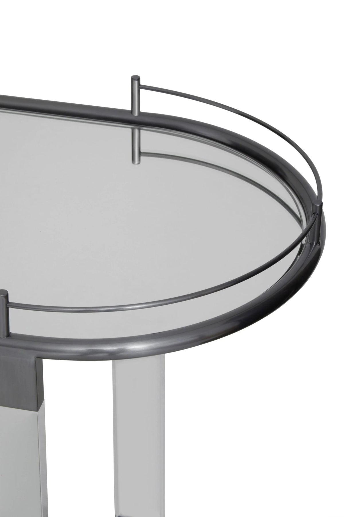 Amalfi Metal and Acrylic Frame 2 Tier Oval Drinks Trolley 