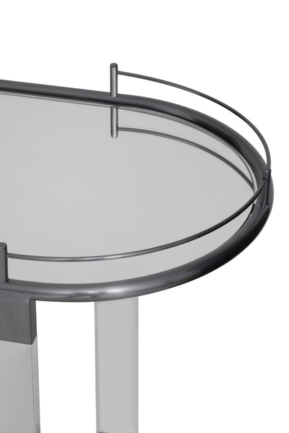Amalfi Metal and Acrylic Frame 2 Tier Oval Drinks Trolley 