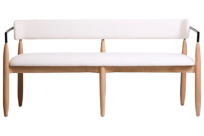 Seaford Cream Textured Fabric Dining Bench with Wood Frame