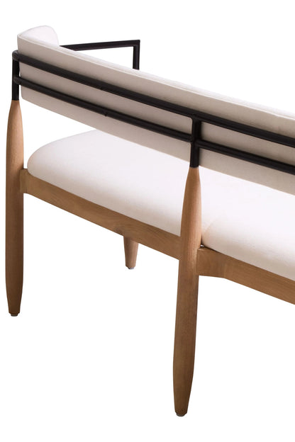 Seaford Cream Textured Fabric Dining Bench with Wood Frame