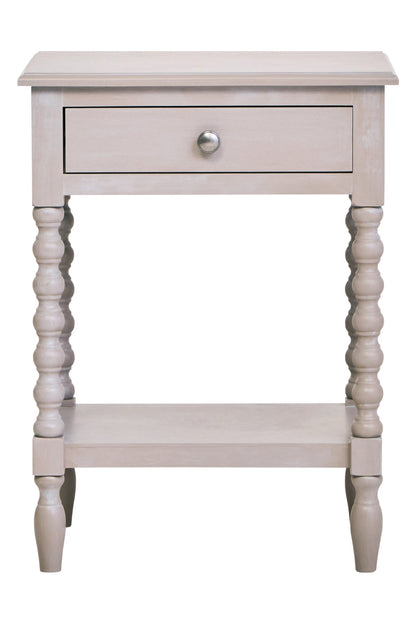 Savoy One Drawer Bobble Detail Grey Wooden Side Table