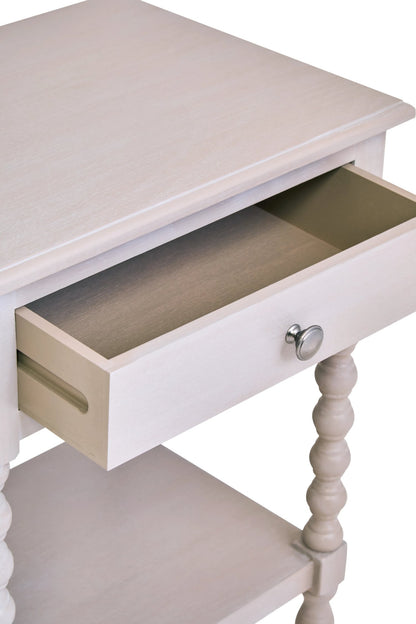 Savoy One Drawer Bobble Detail Grey Wooden Side Table